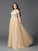 A-Line/Princess Scoop Rhinestone Sleeveless Long Net Plus Size Dresses TPP0002995