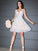 A-Line/Princess V-neck Tulle Applique Sleeveless Short/Mini Homecoming Dresses TPP0003503