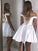 A-Line/Princess Satin Ruffles Off-the-Shoulder Sleeveless Short/Mini Homecoming Dress TPP0003294