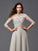A-Line/Princess Scoop Applique 3/4 Sleeves Long Chiffon Dresses TPP0003283